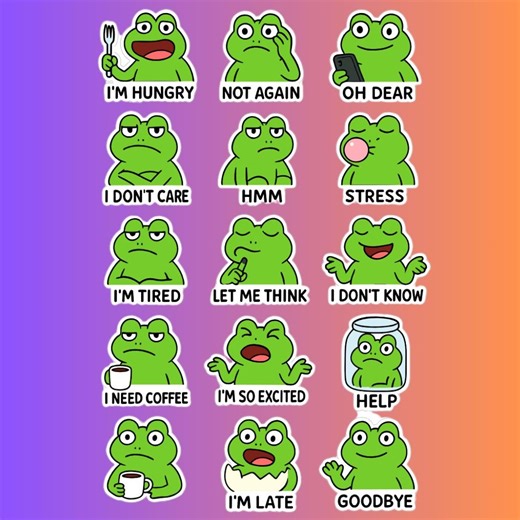 Frog Meme Stickers Bundle | Funny Planner Clipart (digital Download) - Etsy