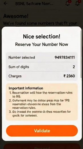 Choose your BSNL Fancy / Premium Mobile number through BSNL Selfcare application