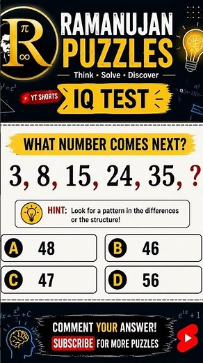 🧠 Test Your IQ with Fun & Challenging Puzzles | Ramanujan Puzzles #braintestsolution #mathpuzzle #iq