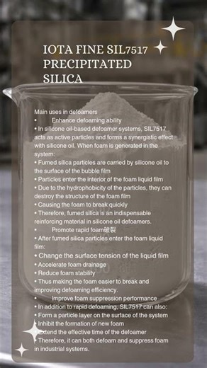 Application of IOTA FINE SIL7517 precipitated silica in defoaming agents