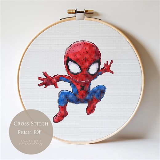 Cross Stitch Pattern Spiderman Superhero Cartoon | Nursery Embroidery Designs PDF| Baby Room Modern Digital Download |432 - Etsy