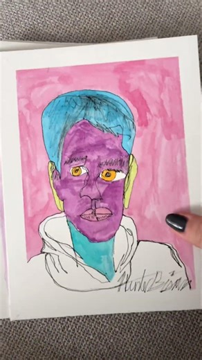 Blind contour self portrait drawing results! #drawing #art #sketch #watercolor