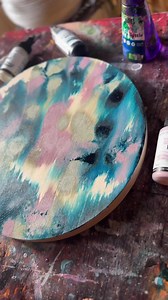 Acrylic ink and water on an unprimed wood panel. I like to leave the wood raw so that the ink settles right into the surface just like a stain. This is water based ink - please do not touch alcohol ink with your bare hands! #fluidpainting #painting #painter #fluidart #abstractart #abstractpainting #art #artist #intuitivepainting | Jessica Young Intuitive Art