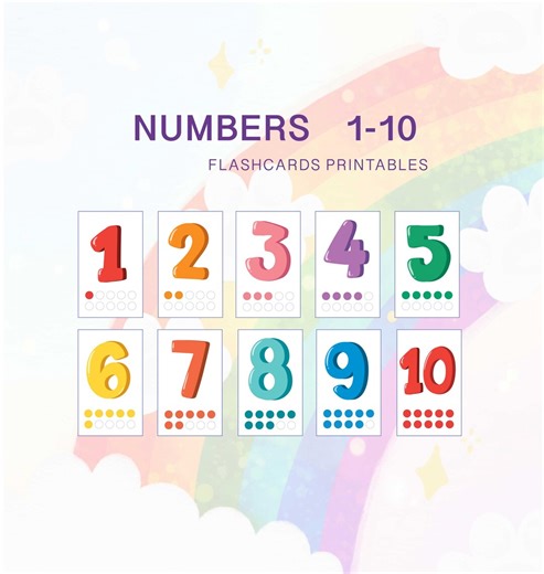 Number Flashcards 1-10 Printable PDF, Preschool Counting Cards, Montessori Math Activity, Toddler Learning Printables, Homeschool Math - Etsy