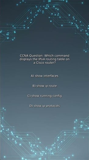 CCNA Quiz: Which command displays the IPv4 routing table on a Cisco router?