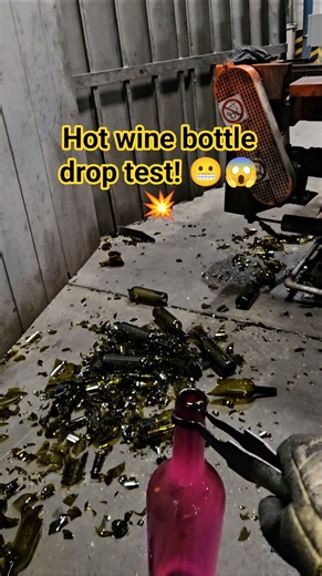 Hot wine bottle drop test! 😬😱💥 #glass #test #bottle