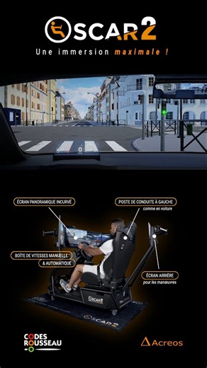 Codes Rousseau on Instagram: "🚘 Envie de prendre le volant sans stress ? Découvre Oscar 2, le simulateur de conduite qui te fait vivre la route comme si tu y étais ! 💡 Triple écran immersif + écran arrière 🎮 +30 scénarios pour t’entraîner (démarrages, manœuvres, météo…) 😌 Zéro pression, 100 % apprentissage Prêt·e à essayer ? Trouve une auto-école partenaire 👉 lien dans la bio https://auto-ecole.codesrousseau.fr/ #Oscar2 #simulateurdeconduite #autoecole #permis #apprentissage #conduite"