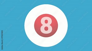 Number 8 eight sign symbol animation motion graphics icon on blue circle white background,cartoon video number for video elements