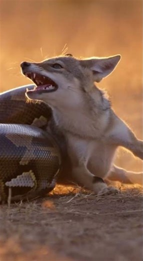 Will the python manage to swallow the jackal? Incredible wildlife showdown