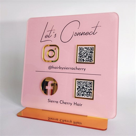 Luxury Acrylic QR Code Sign: Social Media, Scan to Pay - Etsy