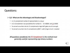 1’s Complement and 2's Complement signed binary Numbers