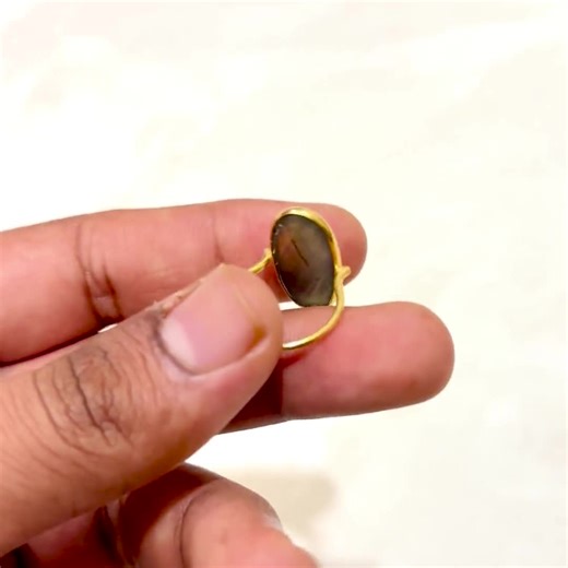 14k Gold Plated Labradorite Ring: Long Stone Sterling Silver Jewelry - Etsy