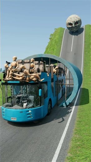 Long Colourful City Buses vs Drain Pipe - BeamNG.Drive