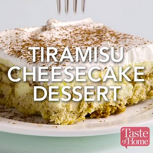 Dive fork-first into layers of cheesecake, coffee and vanilla wafers. Get the recipe for Tiramisu Cheesecake Dessert: http://spr.ly/61838cmsL. | Taste of Home