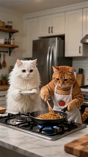 焼きそば返したら頭に乗った。本人だけ気づいてない。 #猫 #catvideos #funny #catlife | Cat Funny Videos