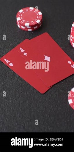 Playing cards and chips on a table, a gambling game of blackjack or baccarat. Cards and chips on a gaming table as a background for your design Stock Video Footage - Alamy