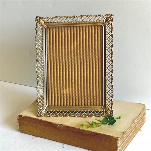 Vintage Gold Tone Filigree Metal Photo Frame - Etsy