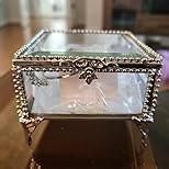 Glass Vintage Jewelry Box Keepsake storage Trinket Ring Display Box Home Decor Beveled Clear Glass Box Organizer(3.3x3.3x2.3Inches)