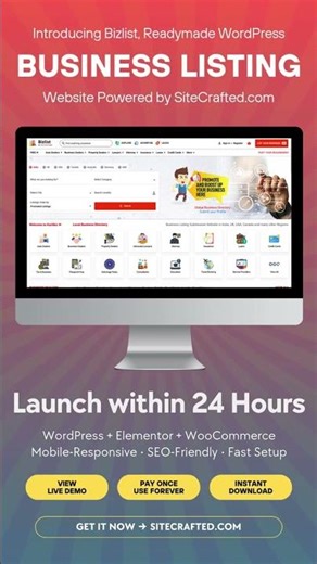 Bizlist Readymade WordPress Business Listing Website Powered by SiteCrafted.com
