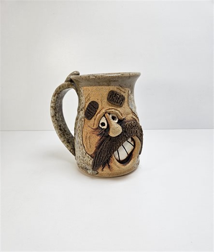 Stoneware Ugly Face Pottery Coffee Tea Mug Mustache Big Teeth - Etsy