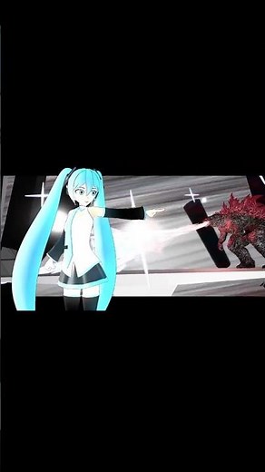 Miku and Godzilla beam clash - 3D Animation - #miku #godzilla