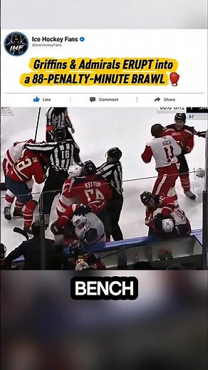 GOALIES FIGHT?! Grand Rapids Griffins vs Milwaukee Admirals MASSIVE Line Brawl #Hockey #AHL #Shorts