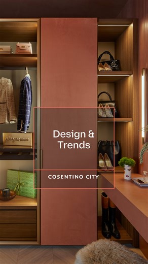 Cosentino City Toronto on Instagram: "Open wardrobes combine functionality and aesthetics, bringing a sense of spaciousness and easy-to-access organization, no matter the size of the space. Modular systems, visible shelving, and smart solutions such as extendable rails, adjustable shelves, or pull-out modules allow the design to adapt to any project. Integrated lighting enhances order, improves usability, and adds value to the overall concept. Linear or L-shaped layouts optimize smaller spaces, 