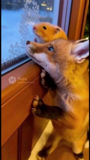 Hamster & Fox Frosty Window Moment｜ハムスターと子ギツネの霜窓タイム｜倉鼠與小狐狸的聖誕霜窗時光