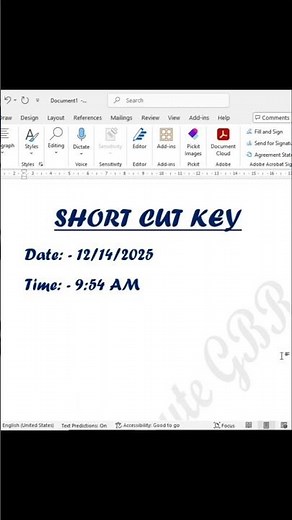Ms word time & date 📅 short cut key #mstechtricks #microsoftword #computereducation #wordprocessor