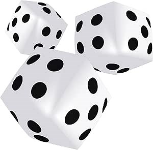 SAYAYA 3 Pack Jumbo Inflatable Dice, 12.6 Inch Fun Giant Pool Dice Toys for Swimming Pool Party, Beach, Game Night, Casino, Tailgating, Outdoor Backyard Games (3, White)