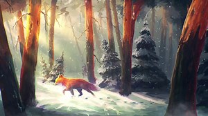 Fox Walking In The Winter Forest Live Wallpaper - WallpaperWaifu