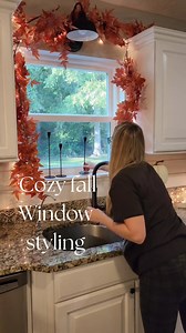 Cozy fall window styling🍂 Comment CRISP for details to send to your inbox I love cozy fall decor! I found some new fall garland this year and I think I will do a new fall window! It's such an easy way to add some charm & coziness to your kitchen. • #fallstyle #falldecoratingideas #fallflorals #cozyfallvibes #kitcheninspo #autimnvibes #diyfalldecor #falldiy | Fallons.homestead