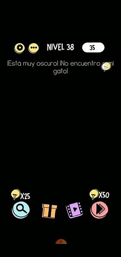 Brain test level 38 it's very dark I can't find my cat