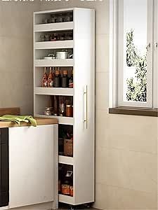 Slim Storage Cart, 7-Tier Kitchen Rolling Cart Narrow Storage Cabinet with Handle Wheels, Metal Rolling Shelf Unit for Kitchen Bathroom Laundry Small Places (White)