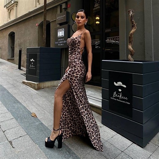 Leopard Print Maxi Dress With High Slit – Sexy Backless Evening Gown – Animal Print Bodycon Dress – Elegant Party & Formal Dress for Women - Etsy