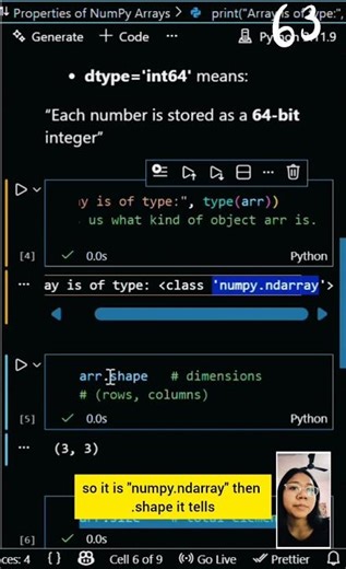 Day 63️⃣ – Properties of NumPy ndarray 🔍#Day63 #Python#DataScience