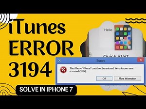 The iPhone 'iPhone' could not be Restore An Unknown error 3194 || iPhone 7 100% [SOLVED]