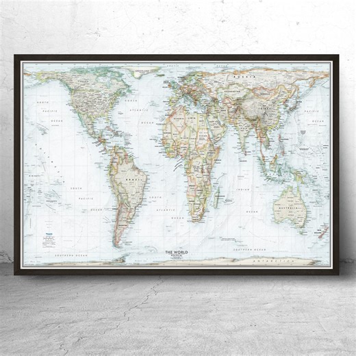 Accurate World Map Print: Gall Orthographic Projection, Labeled Countries - Etsy