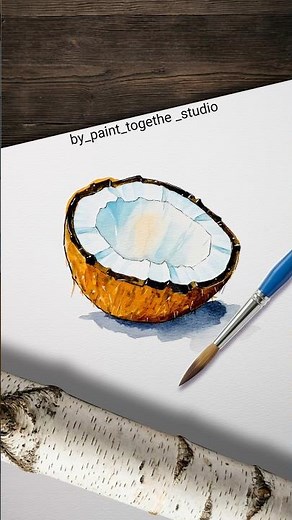 Coconut Watercolor Tutorial 🥥 | Easy Texture & Layering Technique