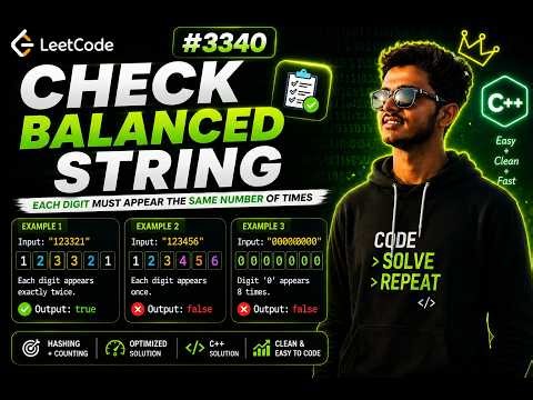 LeetCode 3340 - Check Balanced String | Prefix Sum Logic | C++ Full Solution