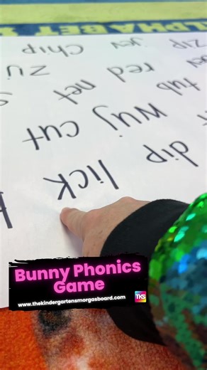 8.8K views · 323 reactions | Here’s a fun, low prep phonics game work on decoding and writing words! Grab a windup toy from Dollar Tree. Write words in paper or poster board. We included non-sense words too! Wind up the bunny and let it hop to a word! Students decode the word and write the word! For more spring ideas, check out the post linked in the comments! | Kindergarten Smorgasboard | Facebook