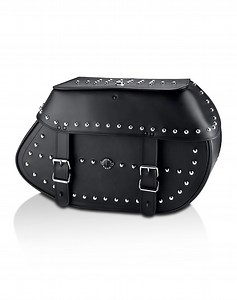 35L - Legacy Extra Large Studded Leather Motorcycle Saddlebags for Harley Softail Heritage FLSTC/I