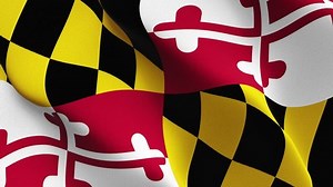 Maryland US State flag waving seamless loop in 4K and 30fps. United States of America maryland loopable flag with highly detailed fabric texture.