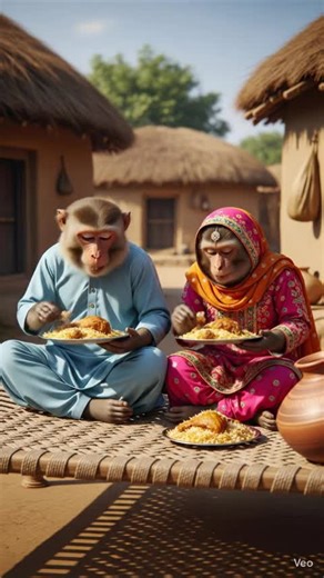 Funny Monkey Eating Saba Fish