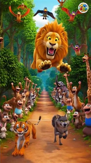 Lion vs Tiger vs Wolf Race! 🦁🐯🐺 | Jungle Cartoon Short | kids video for kids | kids cartoon