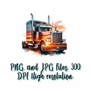 Peterbilt Semi Truck Clipart JPG File, Trucker T Shirt Design Sublimation Logo, Big Truck Garage Wall Decor, 300 DPI High Quality Images - Etsy