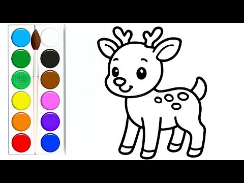 Cute Baby Deer Drawing for kids, Painting & Coloring for kids, Toddlers | Let's Draw Together