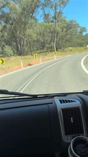 Phil Brock (Pin) takes the racing line while driving in the Snowy Mountains in our Motorhome.