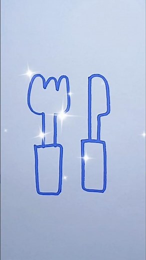 How to Draw Cute Fork and Knife #drawingtutorial #easydrawing #forkandknife #cutlerydrawing #shorts