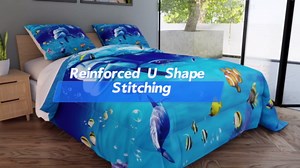 Feelyou Dolphin Bedding Set Kids Blue Ocean Marine Themed Sea Creatures Comforter Set Boys Girls Sea Animal Print Decor Comforter Microfiber Summer Holiday Duvet Set Bedroom Quilt Set Twin Size